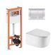 Подвесной унитаз Qtap Taurus Ultra Quiet + инсталляция Qtap Nest 4 в 1 (квадратная клавиша Chrome), Белый