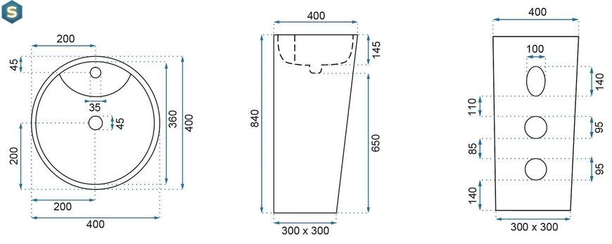 Умывальник Rea Blanka marble mat T напольный REA-U8704, Белый матовый