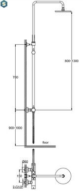Душова система Kohlman Axel graphite з термостатом QW273AG, Графит