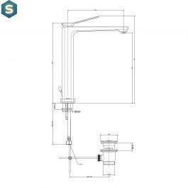 Смеситель для раковины высокий Paffoni Tilt с донным клапаном steel TI085ST, Нержавеющая сталь