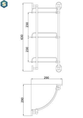 Полиця скляна потрійна кутова 250х250 Frap F1907-3 1/10, Хром