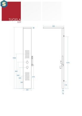 Душевая панель Corsan Tugela black S029MBL, Черный матовый