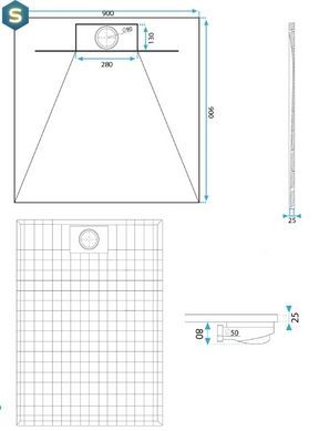 Душевой поддон Rea Bazalt 90x90 grey REA-K4105, Каппучино