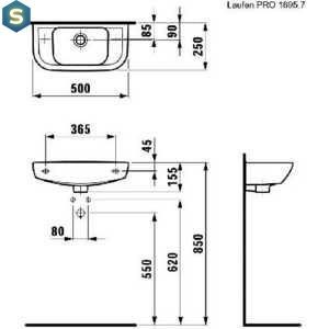 Умивальник Laufen Pro 50x25 H8169570001051, Білий