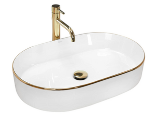 Умывальник Rea Nadia накладной white gold edge REA-U1063, Белый