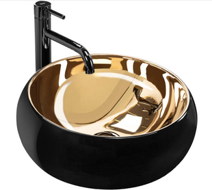 Умивальник Rea Luna black matt gold накладний REA-U3306, Золотий