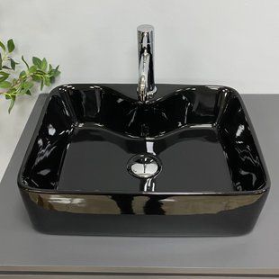Умывальник VBI Forli black glossy накладний VBI-011106, Чорний/золото