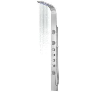 Душевая панель Corsan Snake inox LED с термостатом S002TSLLED, Нержавеющая сталь