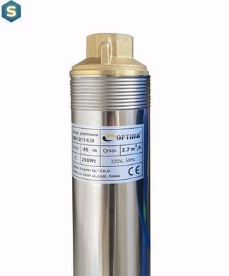 Насос свердловинний з підв. стійк. до піску 3" Optima 3SDm1.8/11 0.25 кВт 45м + пульт+кабель25м NEW