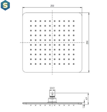 Верхній душ Ponsi Quad Showerhead Ultraflat BNSOFXSF28, Хром