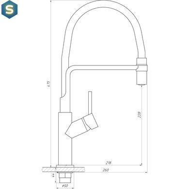 Смеситель для кухни Globus Lux Denver Flex GDF-32-00-01, Черный матовый