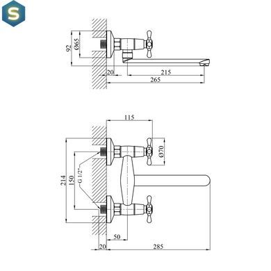 Смеситель для кухни настенный Kroner KRP Royce - C040 CV029051, Хром