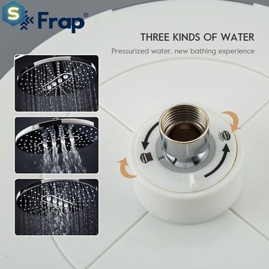 Душевая система Frap F2449, поворотный излив - переключатель на лейку, 3 режима, белый/хром, Хром