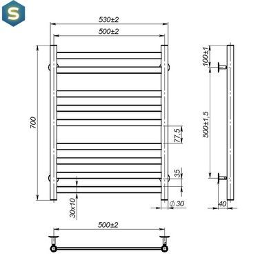 Рушникосушка водяна OnlyHeat Vesta 500/700/9, Хром