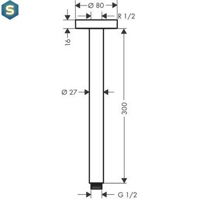 Кронштейн для верхнього душу Hansgrohe зі стелі S 300 мм Brushed Bronze 27389140