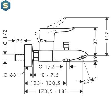 Смеситель для ванны Hansgrohe Metris 31480000