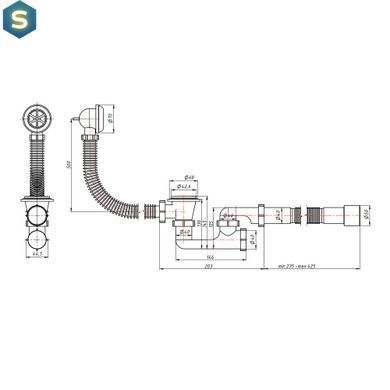 Сифон для ванны Lidz (WHI) 60 03 V002 02 с ревизией (выход 50 мм)