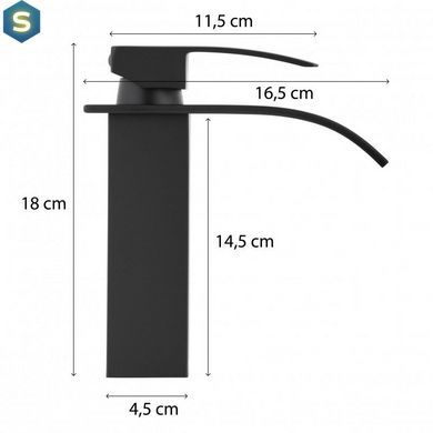 Смеситель для умывальника Yoka Niagara 24 black низкий BU.NIAGARA 24-BLK, Черный матовый