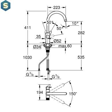 Змішувач для кухні Grohe StartCurve 30592000, Хром