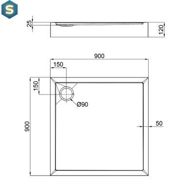 Душовий піддон Qtap Tern 309912C 90x90x12 см + сифон, Білий