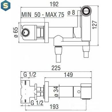 Набір гігієнічного душа прихованого монтажу Nobili Sanitary Fittings, Хром