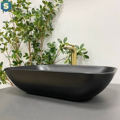 Умивальник (раковина) VBI AVEZZANO BLACK MATT накладний, Чорний/золото