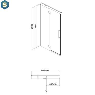 Душевые двери Cersanit Crea распашные 900x200 правые S159-006, Правая, хром