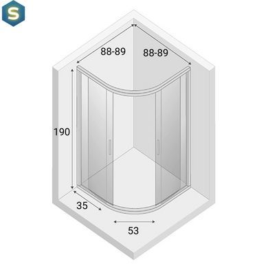 Душевая кабина New Trendy Varia Black 90x90 без поддона K-0566, Черный/золото, прозрачный