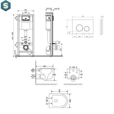 Подвесной унитаз Qtap Taurus Ultra Quiet + инсталляция Qtap Nest 4 в 1 (круглая клавиша Chrome), Белый