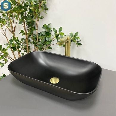 Умивальник (раковина) VBI AVEZZANO BLACK MATT накладний, Чорний/золото