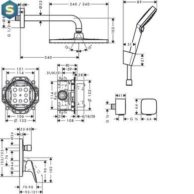 Душовий комплект CROMETTA E 240 1JET LOGIS 8В1 (27957000)