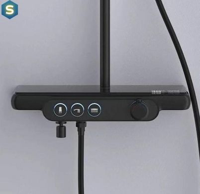 Душова система Dusel Pour Black Smart з підсвіткою (241307000), Черный матовый