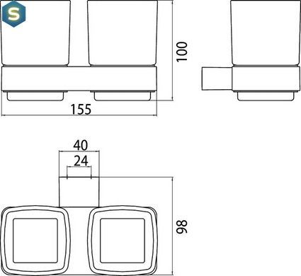 Стакан Emco Loft двойной подвесной хром 0525 001 00, Хром