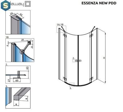 Душова кабіна Radaway Essenza New PDD 80Lx100Rx200 385002-01-01L+385003-01-01R