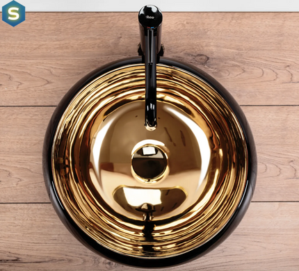 Умивальник Rea Luna black matt gold накладний REA-U3306, Золотий