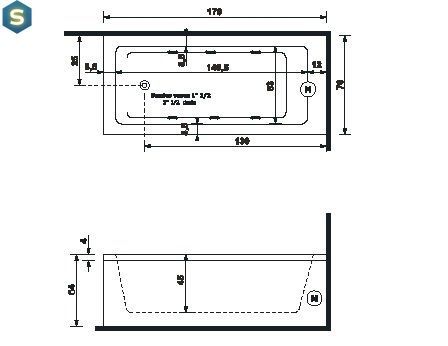 Ванна акрилова Gruppo Treesse Quadro 170x70 V0770