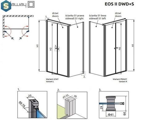 Душова кабіна Radaway EOS II DWD+S 100x80Rx197 3799492-01+3799410-01R