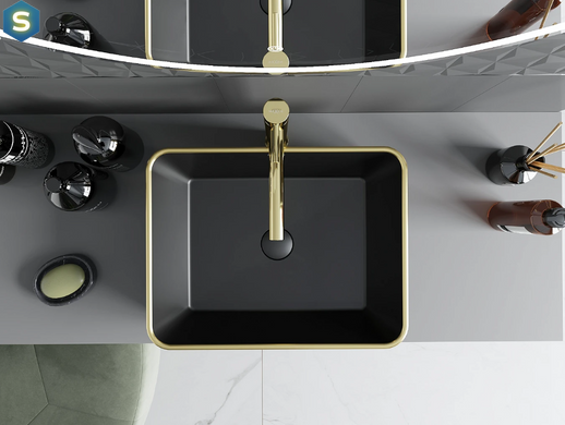 Умывальник Mexen Catia black matt gold Edge накладной MEX-21314875, Золотой