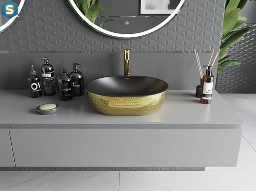 Умивальник Mexen Viki gold black matt із візерунком накладної MEX-21054878, Золотий