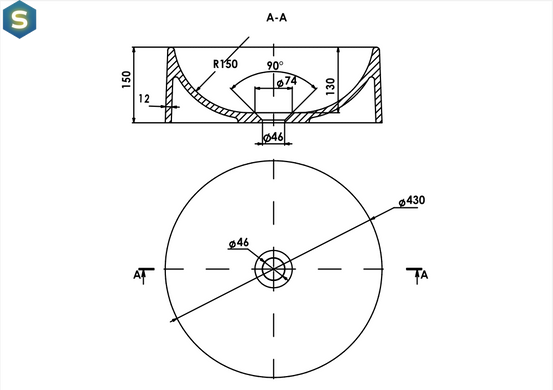 Раковина глянцевая накладная Amidicon Sfera 430 из литого камня SFERA_43_HL, Белый