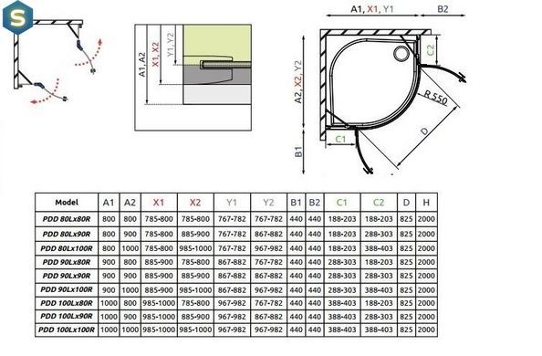 Душова кабіна Radaway Essenza New PDD 80Lx100Rx200 385002-01-01L+385003-01-01R