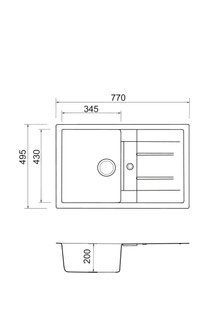 Кухонная мойка Adamant Fort 770x495x200 белый 691223, Белый