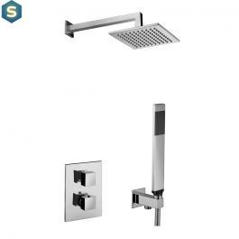 Душевая система скрытого монтажа Paffoni Shower с термостатом на 2 потребителя с верхним душем 200x200 мм chrome KITLEQ518CR/M, Хром