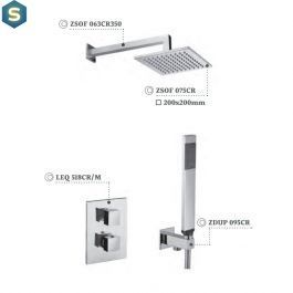 Душевая система скрытого монтажа Paffoni Shower с термостатом на 2 потребителя с верхним душем 200x200 мм chrome KITLEQ518CR/M, Хром