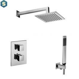 Душевая система скрытого монтажа Paffoni Shower с термостатом на 2 потребителя с верхним душем 200x200 мм chrome KITLEQ518CR/M, Хром