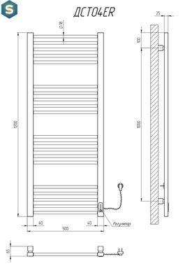 Рушникосушарка KOSSER Степ 1200х500 ER тайм. білий, Білий, Правий