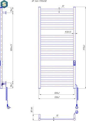 Електрична рушникосушарка HF York 1170x530 white matte 6.1.0503.06.WM, Белый матовый, універсальне (конектор), Електронний
