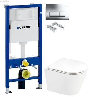 Інсталяція Geberit Duofix 458.103.00.1 з клавішею Delta50 хром глянцевий + Унітаз підвісний Q-Tap Scorpio QT1433053ERW з сидінням Slim Soft-close