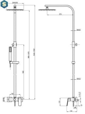 Душова система Topaz Lexi TL 21702-H57-BL, Черный матовый