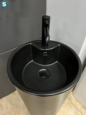 Умывальник (раковина) VBI BOLONIA BLACK MATT напольный, Черный/золото